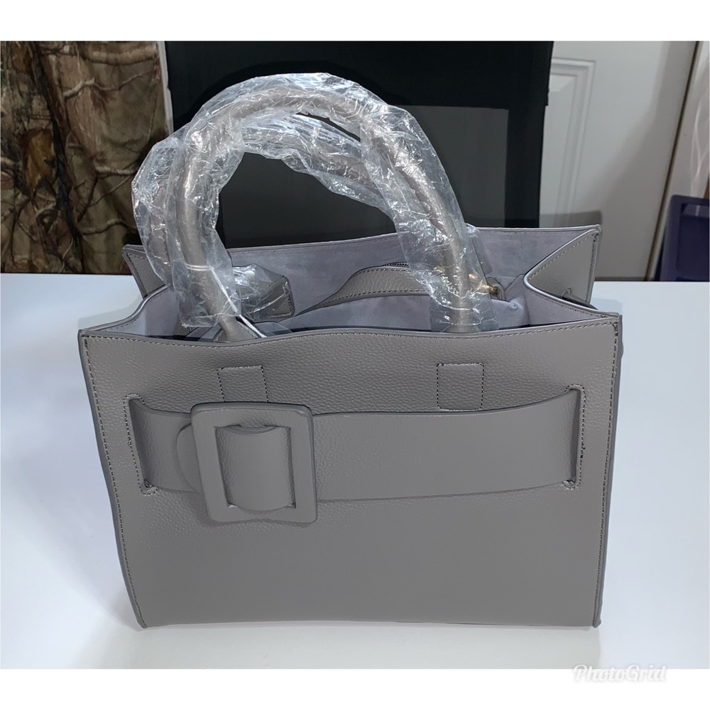 Gray Faux Leather Set of 2 Handbag (12.2x6.4 in) - Picture 2 of 7